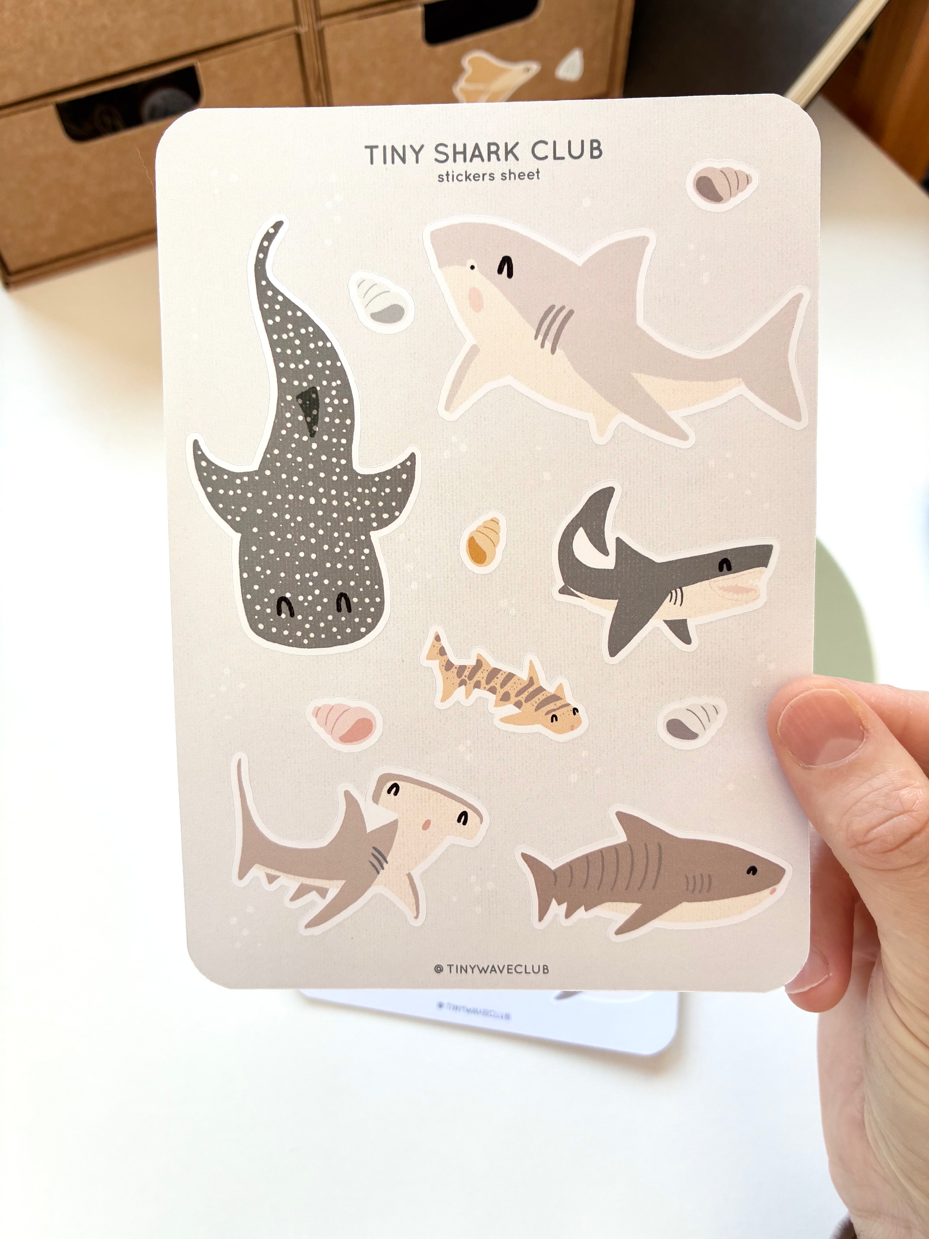 Tiny shark club sticker sheet