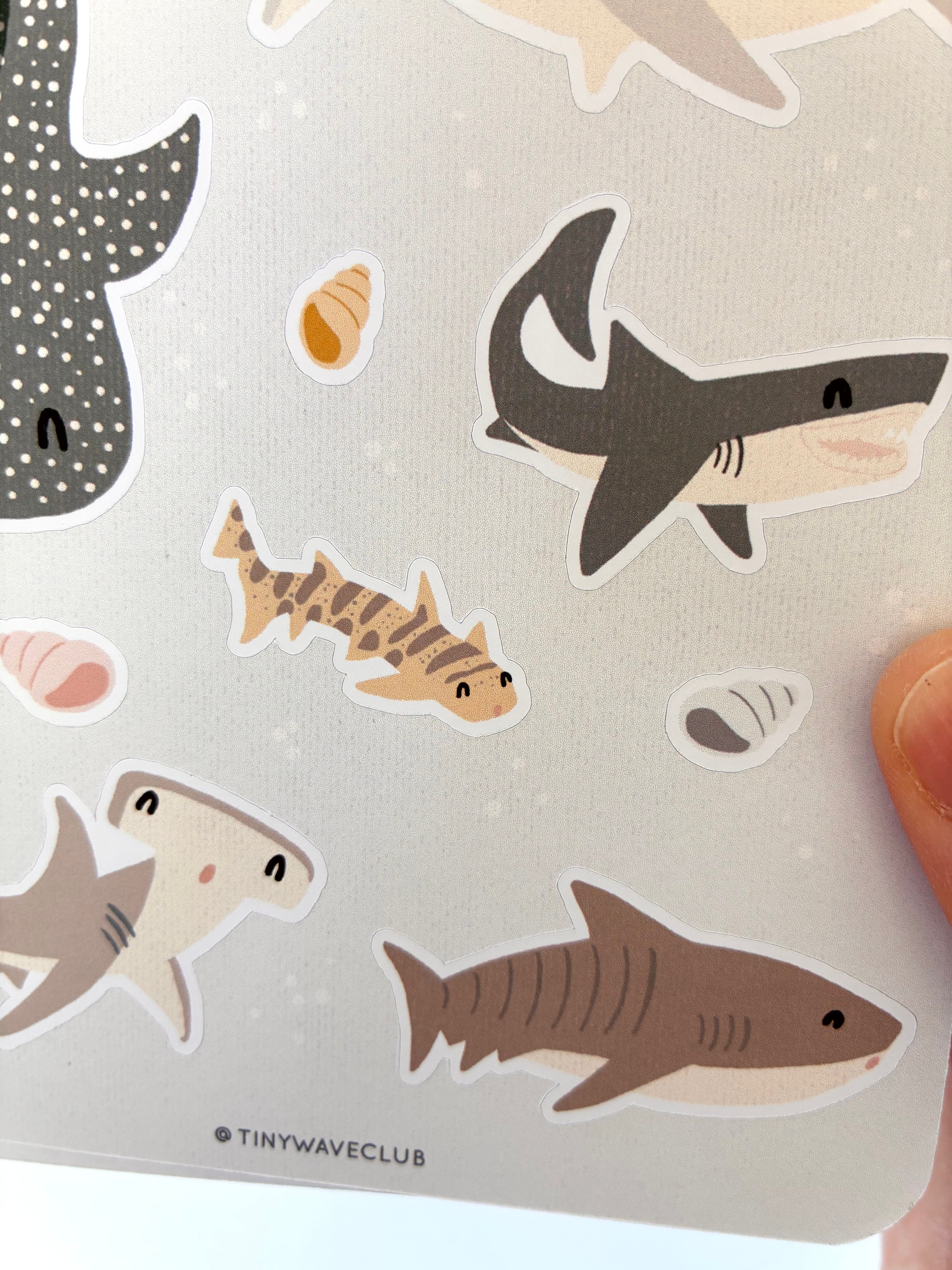 Tiny shark club sticker sheet