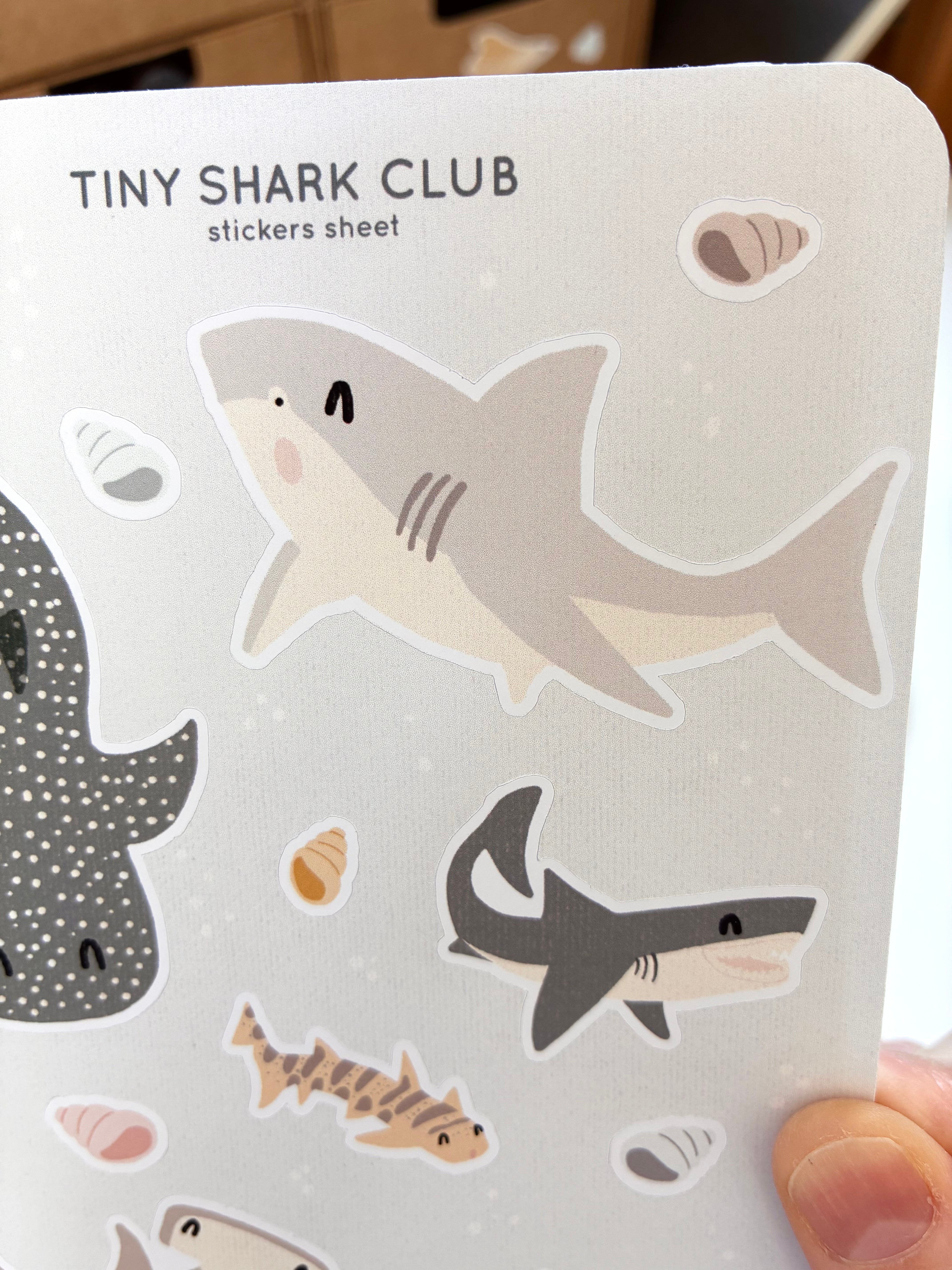 Tiny shark club sticker sheet