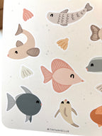 Tiny fish club sticker sheet