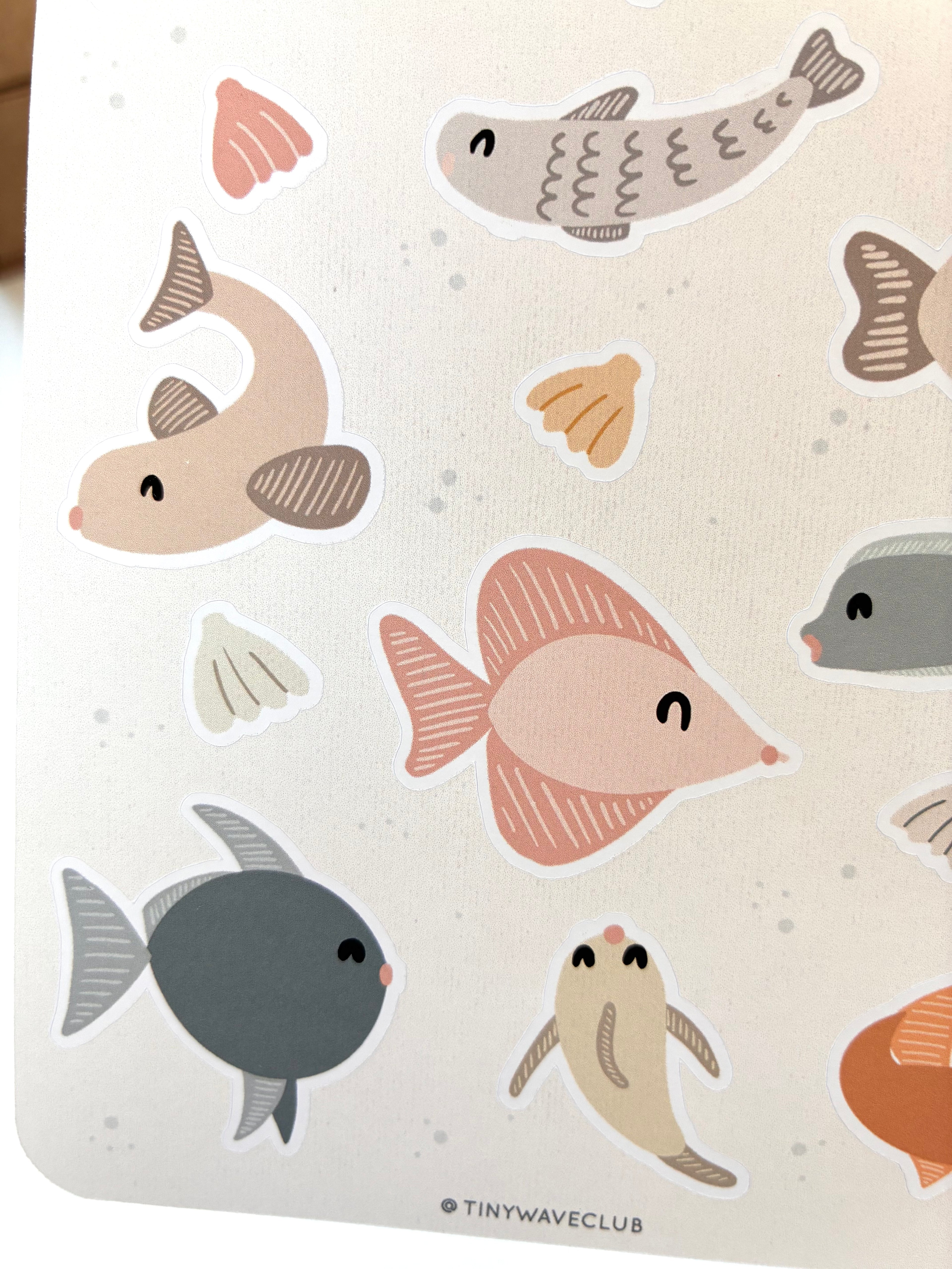 Tiny fish club sticker sheet