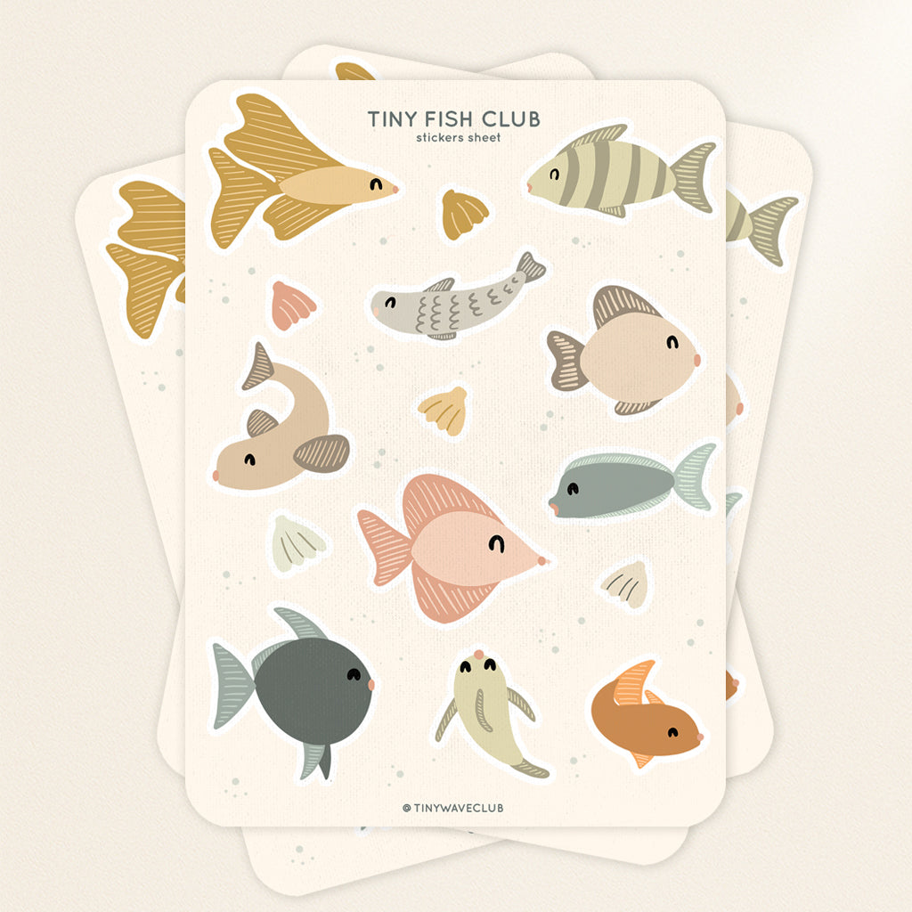 Tiny fish club sticker sheet