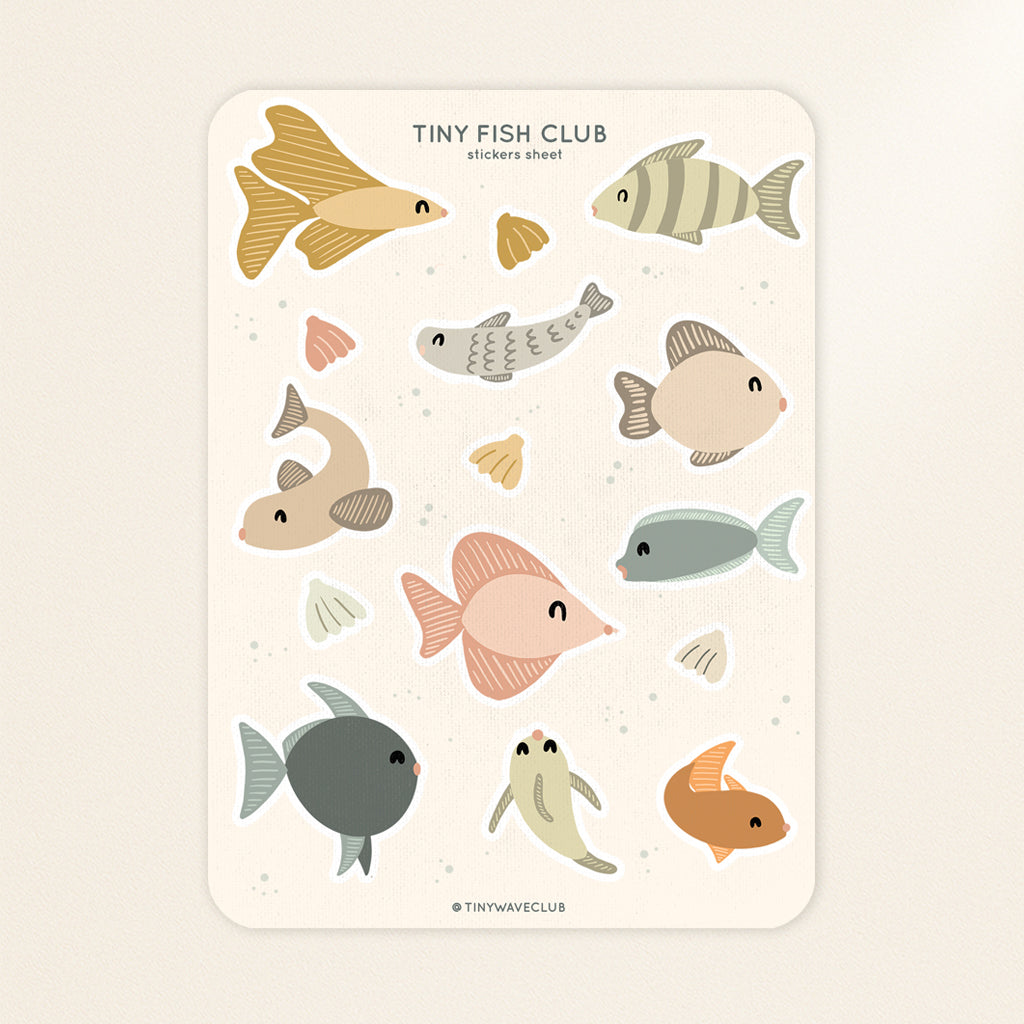 Tiny fish club sticker sheet