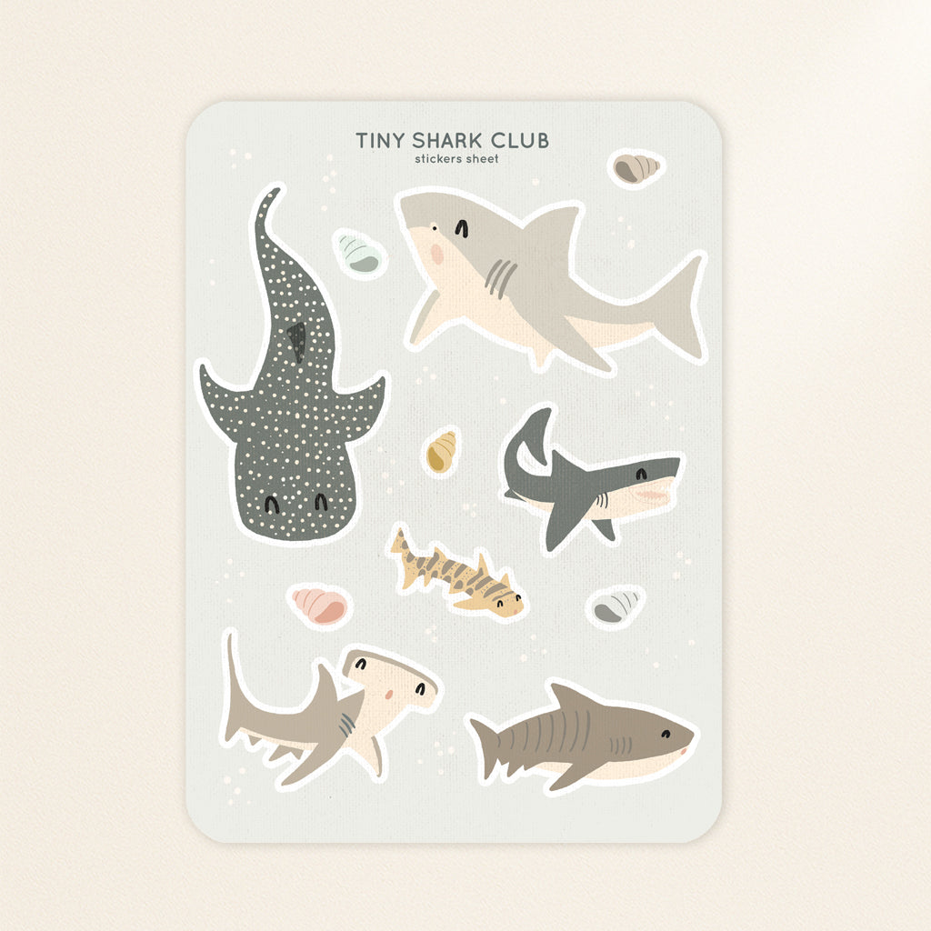 Tiny shark club sticker sheet