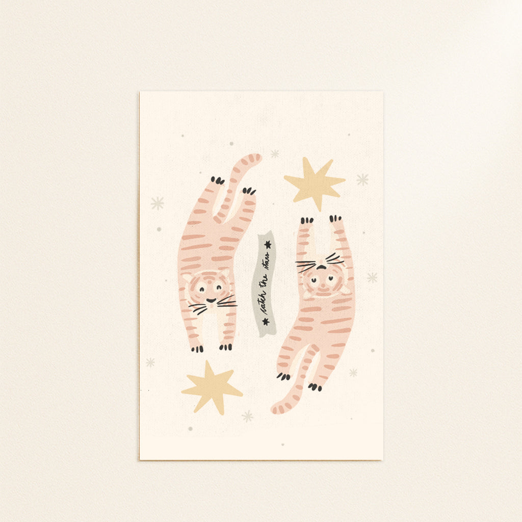 Pink tiger postcard or print