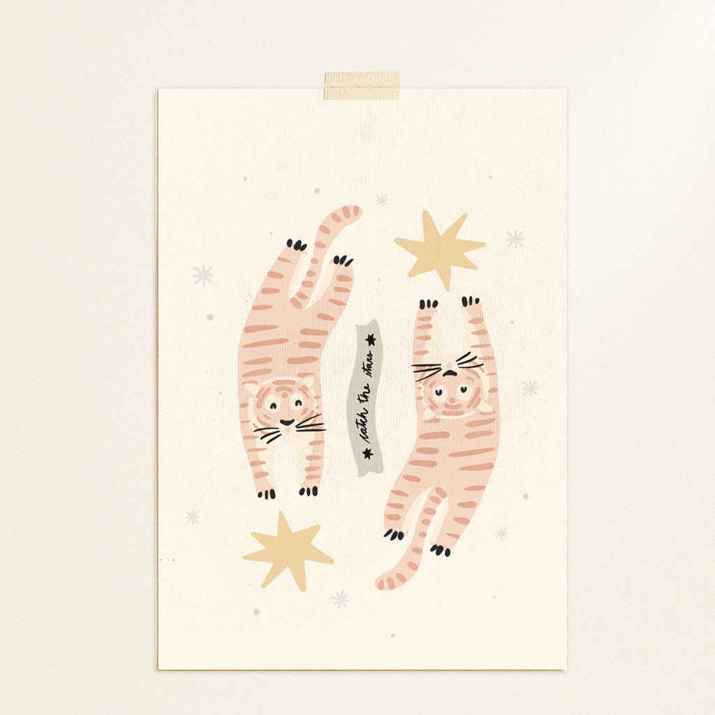 Pink tiger postcard or print