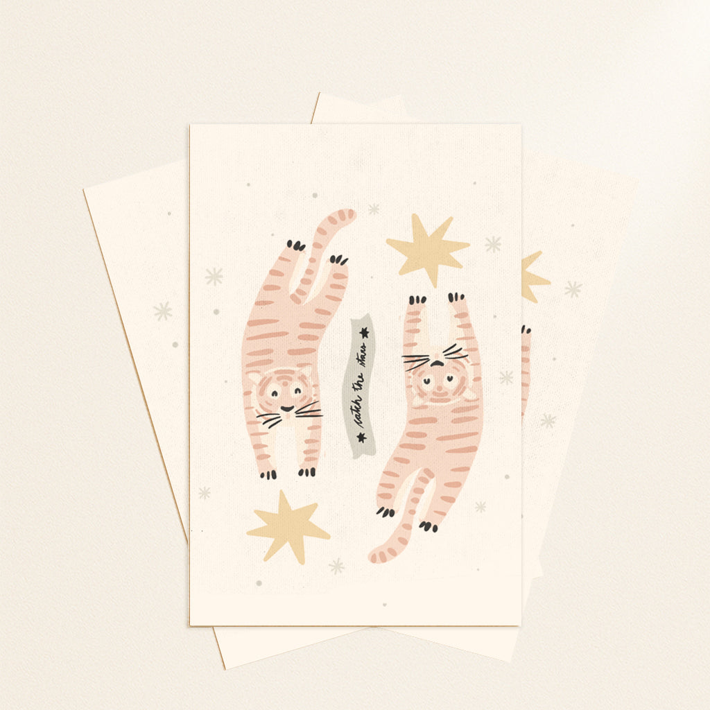 Pink tiger postcard or print