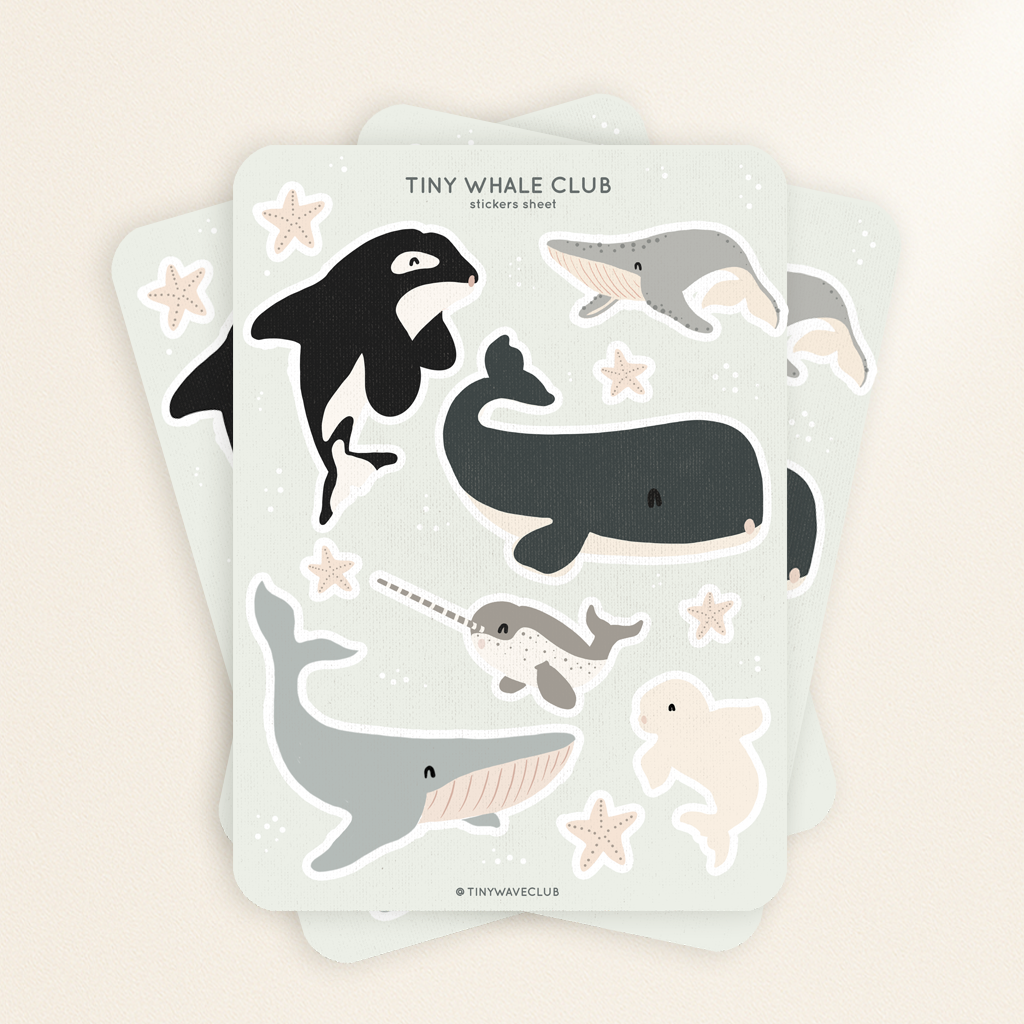 Tiny whales club sticker sheet